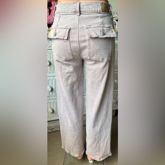 American Eagle Outfitters Cotton wide leg jeans in Pale Violet color Size 0 - Picture 1 of 12